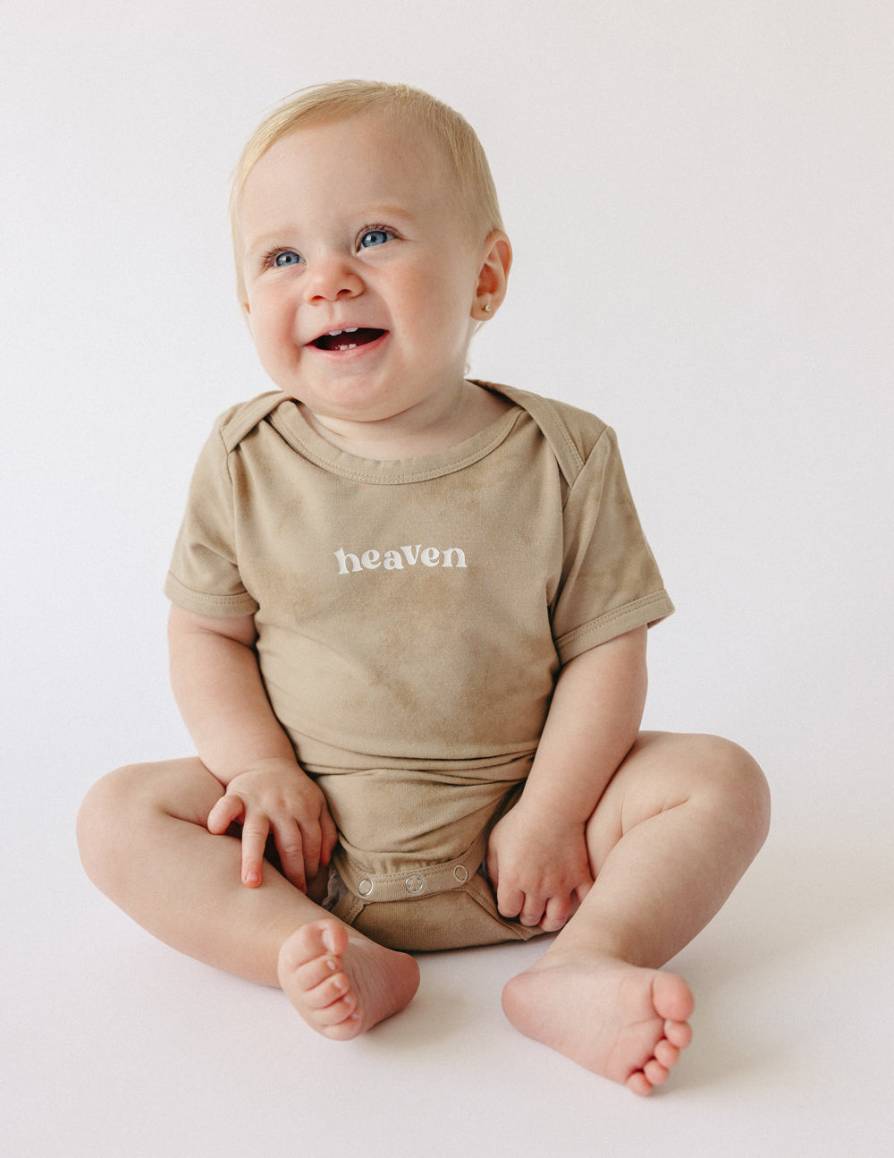 Elevated Faith Onesie for toddlers with the word heaven, perfect for Christian Kids Apparel