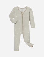 Elevated Faith Christian Kids Apparel Onesie in Soft Green with Bird Print and Full Zipper Closure