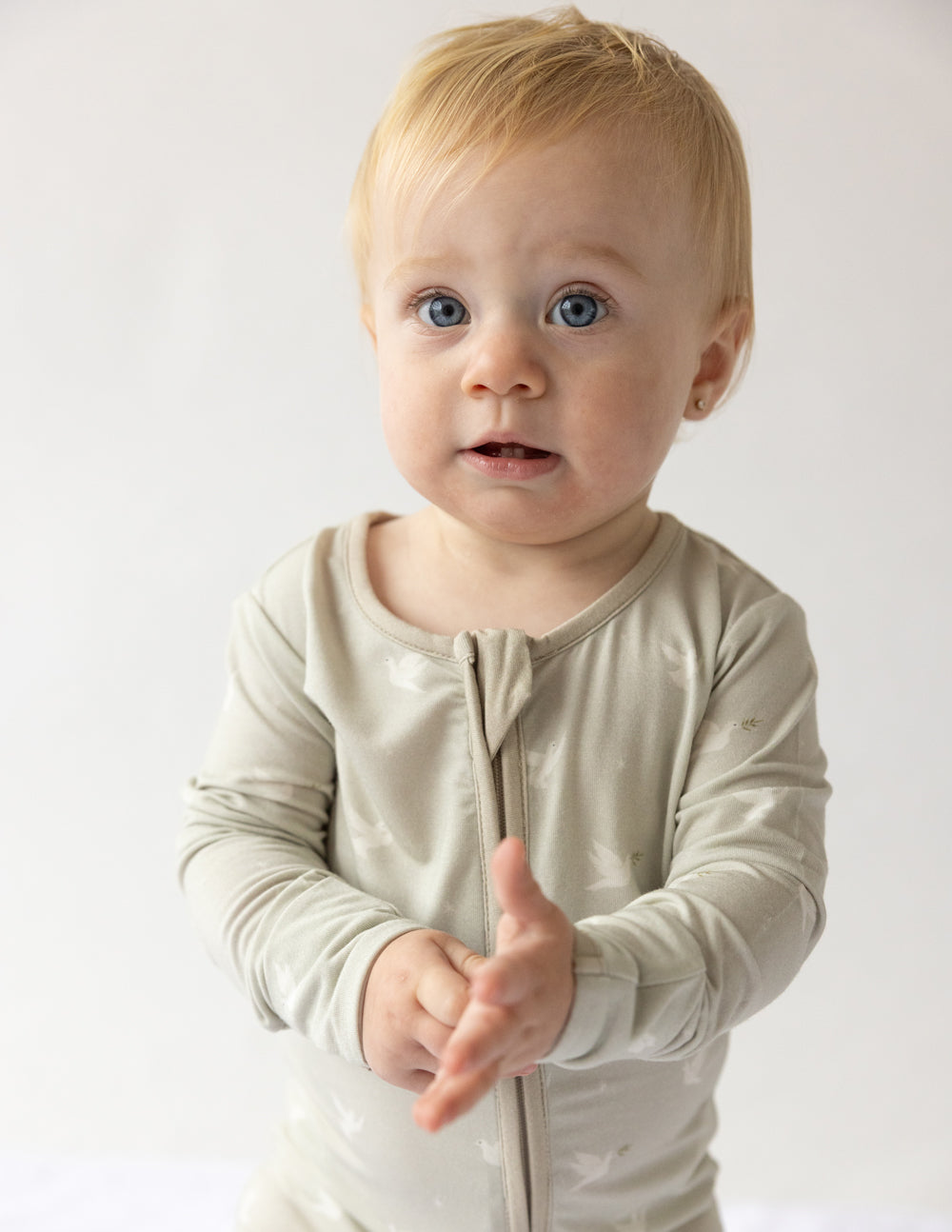 Elevated Faith Christian Kids Apparel Onesie in Soft Beige with Full Zipper Closure for Comfort