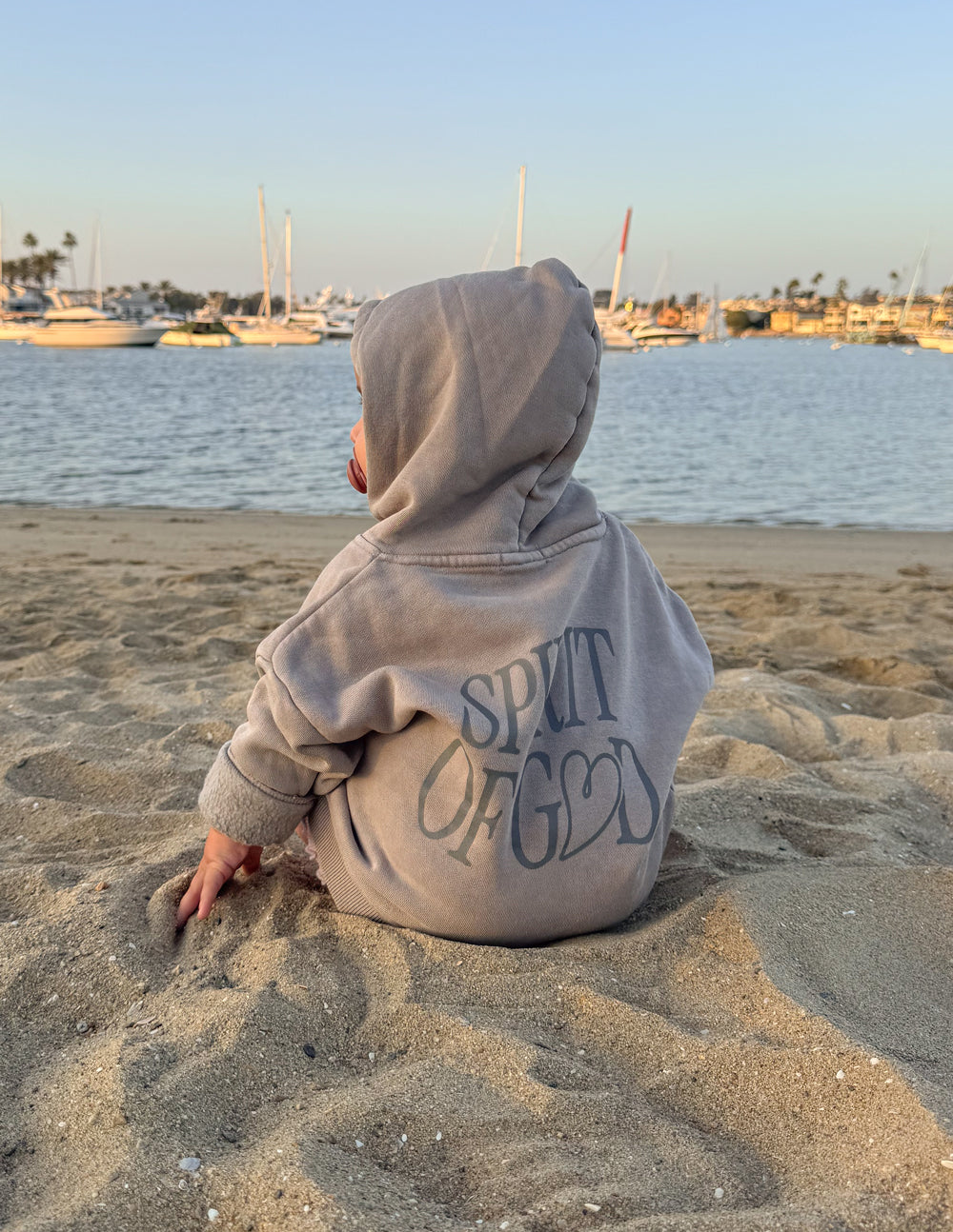 Elevated Faith Kids Hoodie in Light Gray with Spirit of God Design for Christian Kids Apparel
