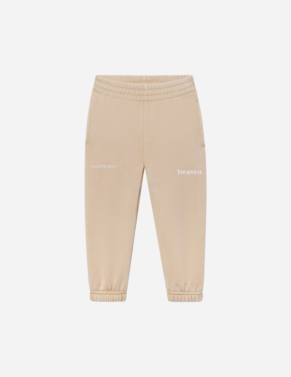 Beige Elevated Faith Kids Sweatpant featuring soft fabric, ideal for comfortable Christian Kids Apparel