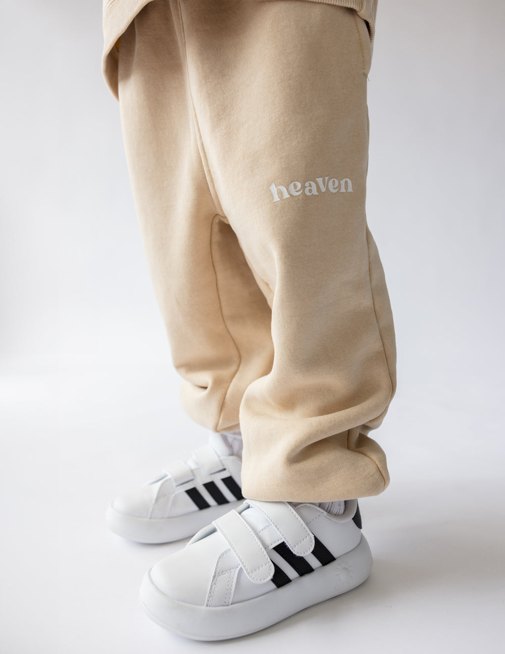 Beige Kids Sweatpant with 'heaven' print, perfect for Christian Kids Apparel and comfortable play