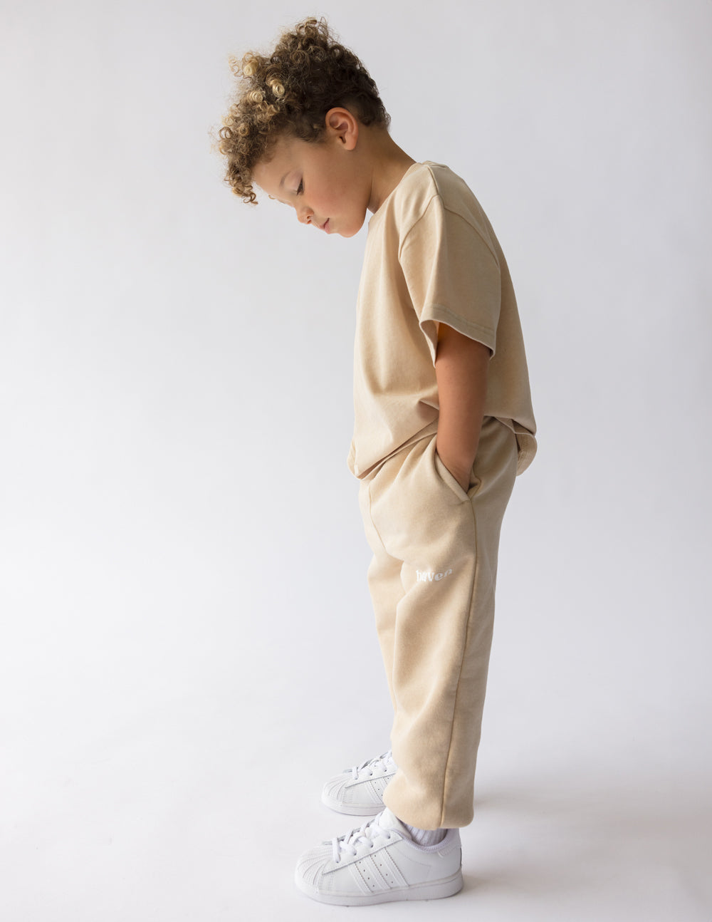 Elevated Faith Kids Sweatpant in Tan for Comfort and Style in Christian Kids Apparel