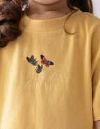 Yellow Elevated Faith Kids T-Shirt with 'Better Days Ahead' and Butterfly Design, perfect Christian Kids Apparel