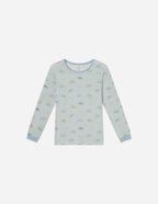 Light Blue Elevated Faith Kids Pajama with Colorful Cloud Patterns, perfect Christian Kids Apparel