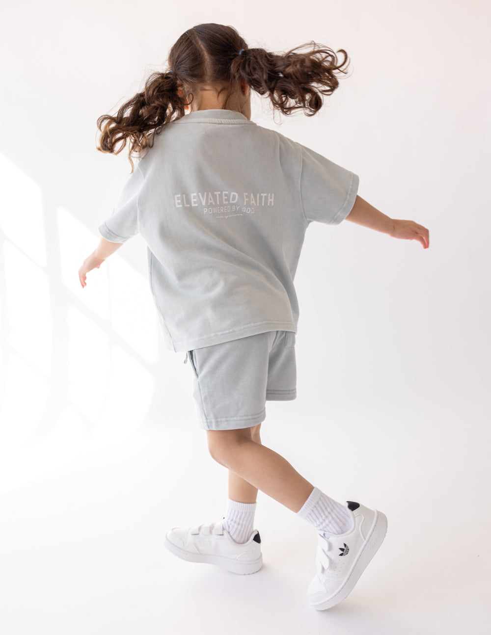 Elevated Faith Kids T-Shirt in Light Grey, part of Christian Kids Apparel collection for comfortable wear