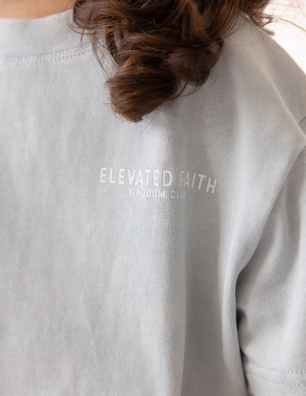 Elevated Faith Kids T-Shirt in soft gray with stylish logo for Christian Kids Apparel