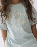 Mint Green Kids T-Shirt from Elevated Faith with 'The Future is Bright' Design for Christian Kids Apparel