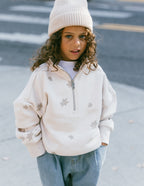 Cozy Elevated Faith Kids Jacket in Cream with Floral Appliques for Christian Kids Apparel