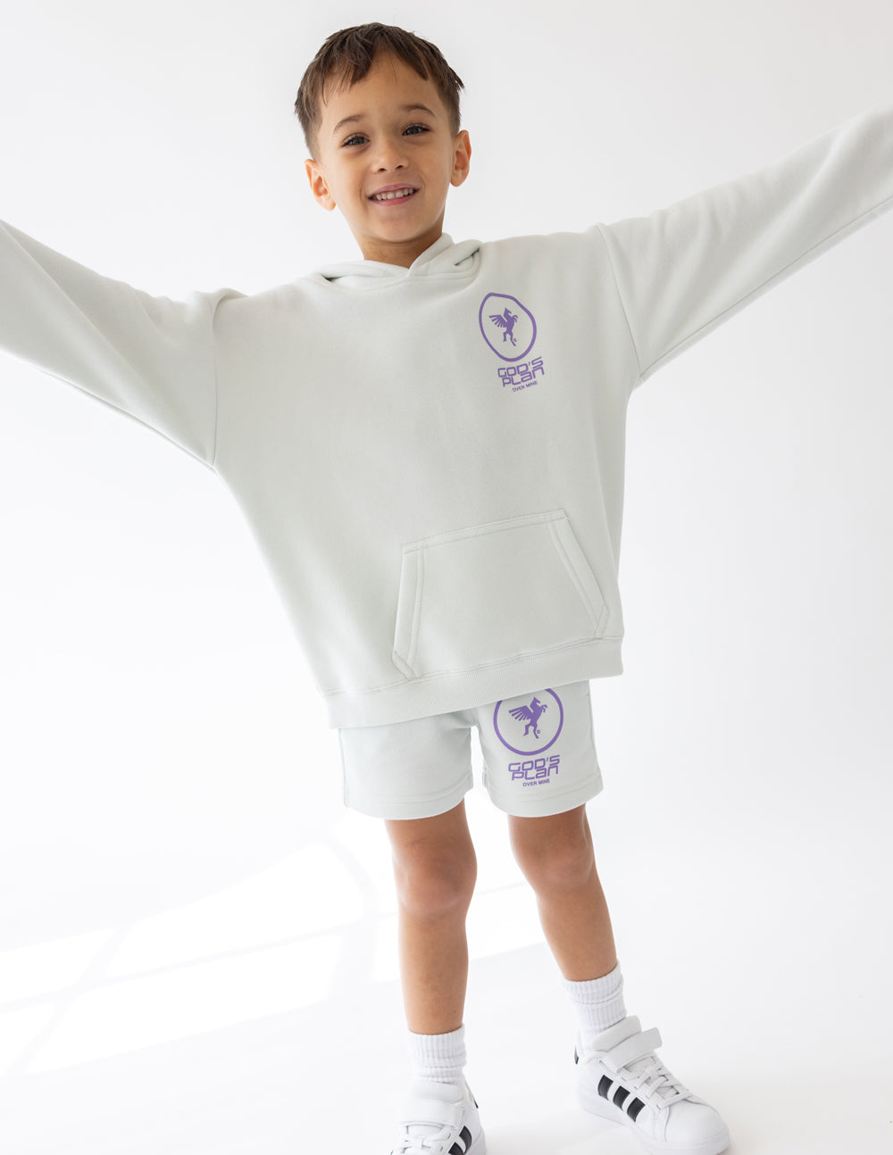 Light Gray Elevated Faith Kids Hoodie featuring a Christian Kids Apparel logo for stylish and comfy wear