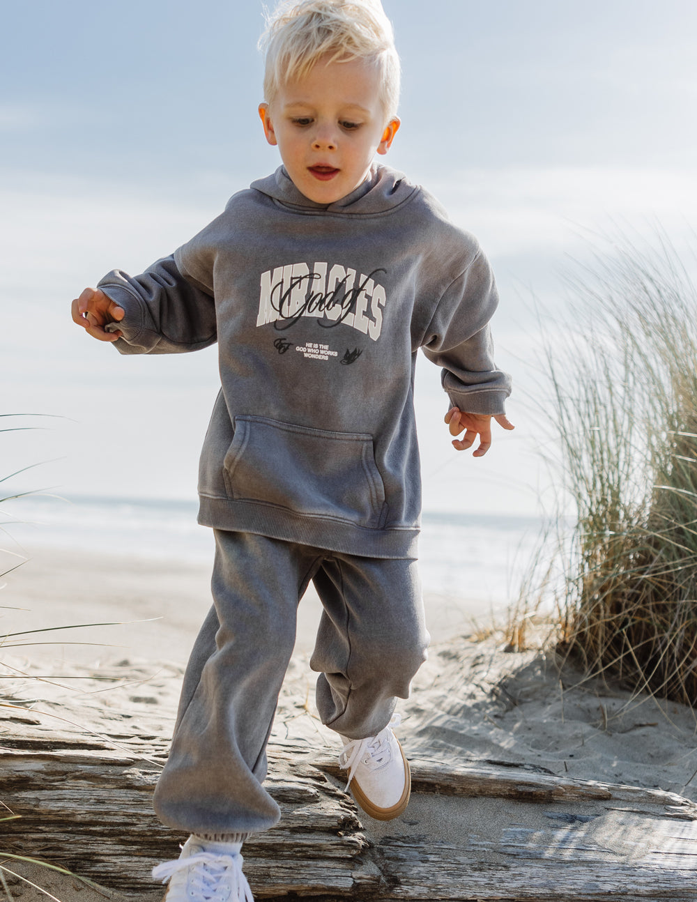 Elevated Faith Kids Hoodie in Gray for Christian Kids Apparel with Cozy Design