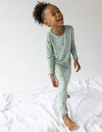 Elevated Faith Kids Pajama Set in Green with Fun Patterns for Christian Kids Apparel