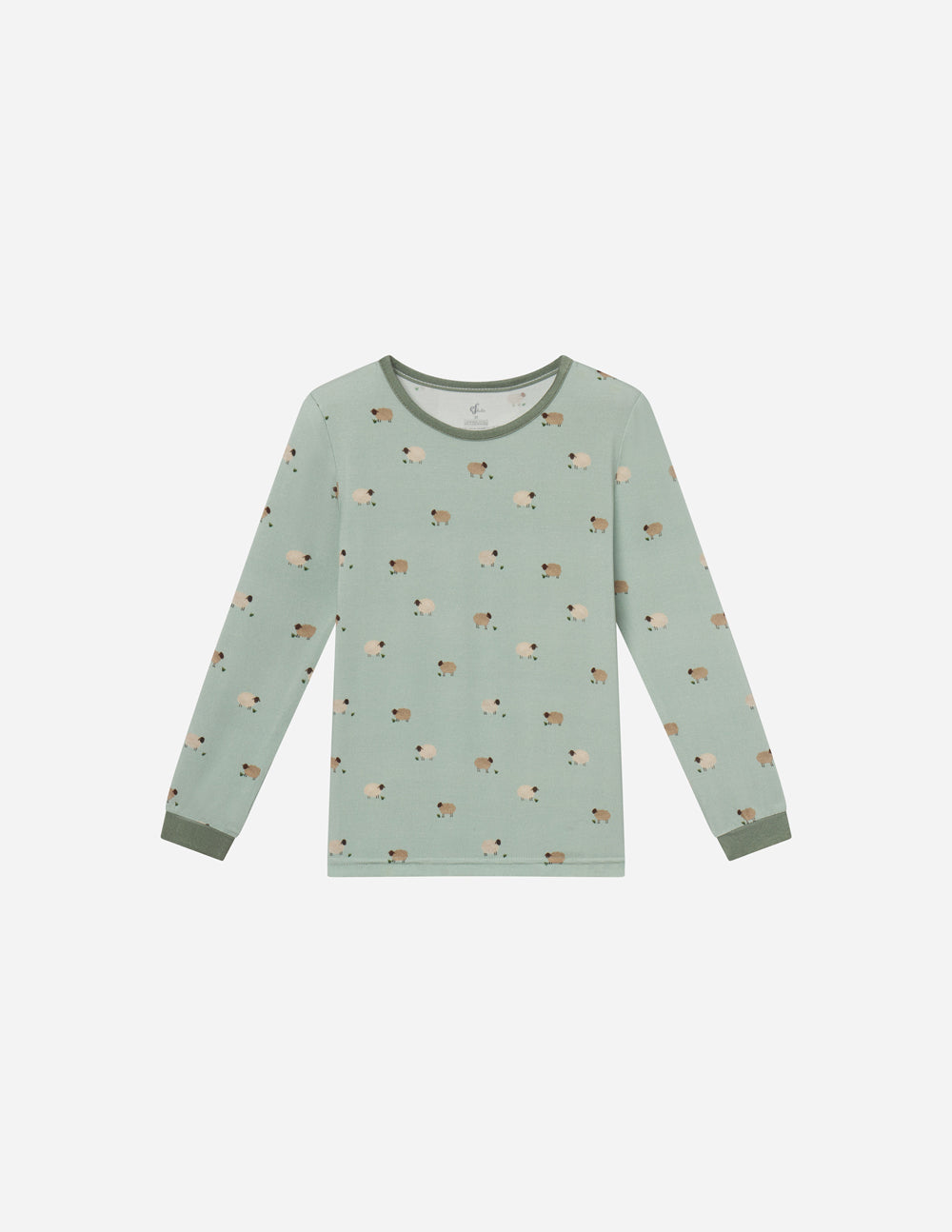 Light blue kids pajama top featuring fun animal patterns, perfect Christian Kids Apparel for comfortable sleep