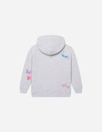 Gray Kids Hoodie with Colorful Butterfly and Flower Designs from Elevated Faith, perfect Christian Kids Apparel