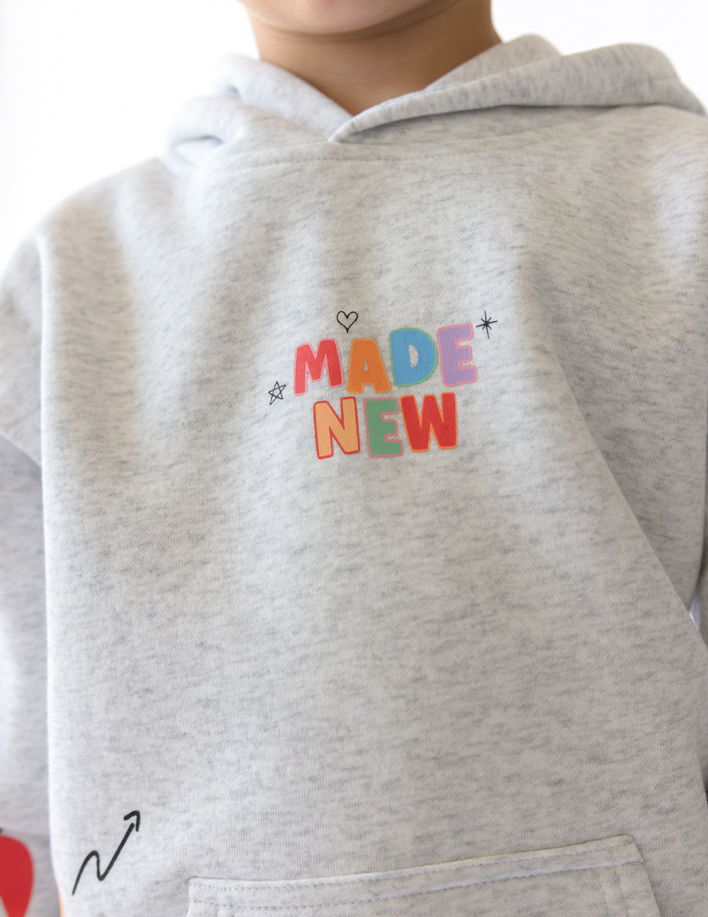 Elevated Faith Kids Hoodie in Gray with 'Made New' Design for Christian Kids Apparel