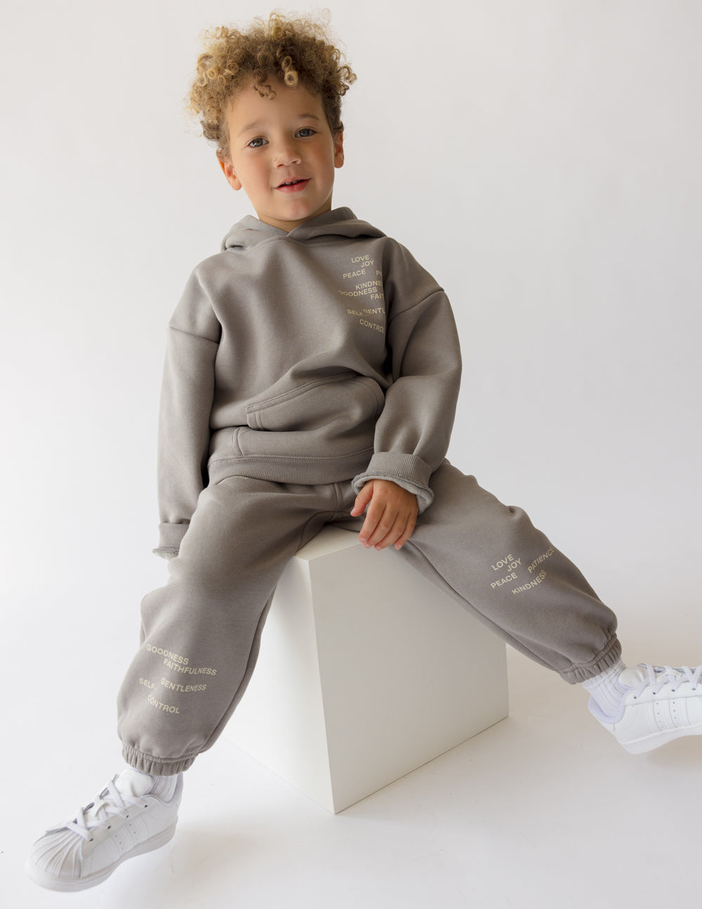 Elevated Faith Christian Kids Apparel Grey Hoodie and Pants Set for Stylish Young Believers
