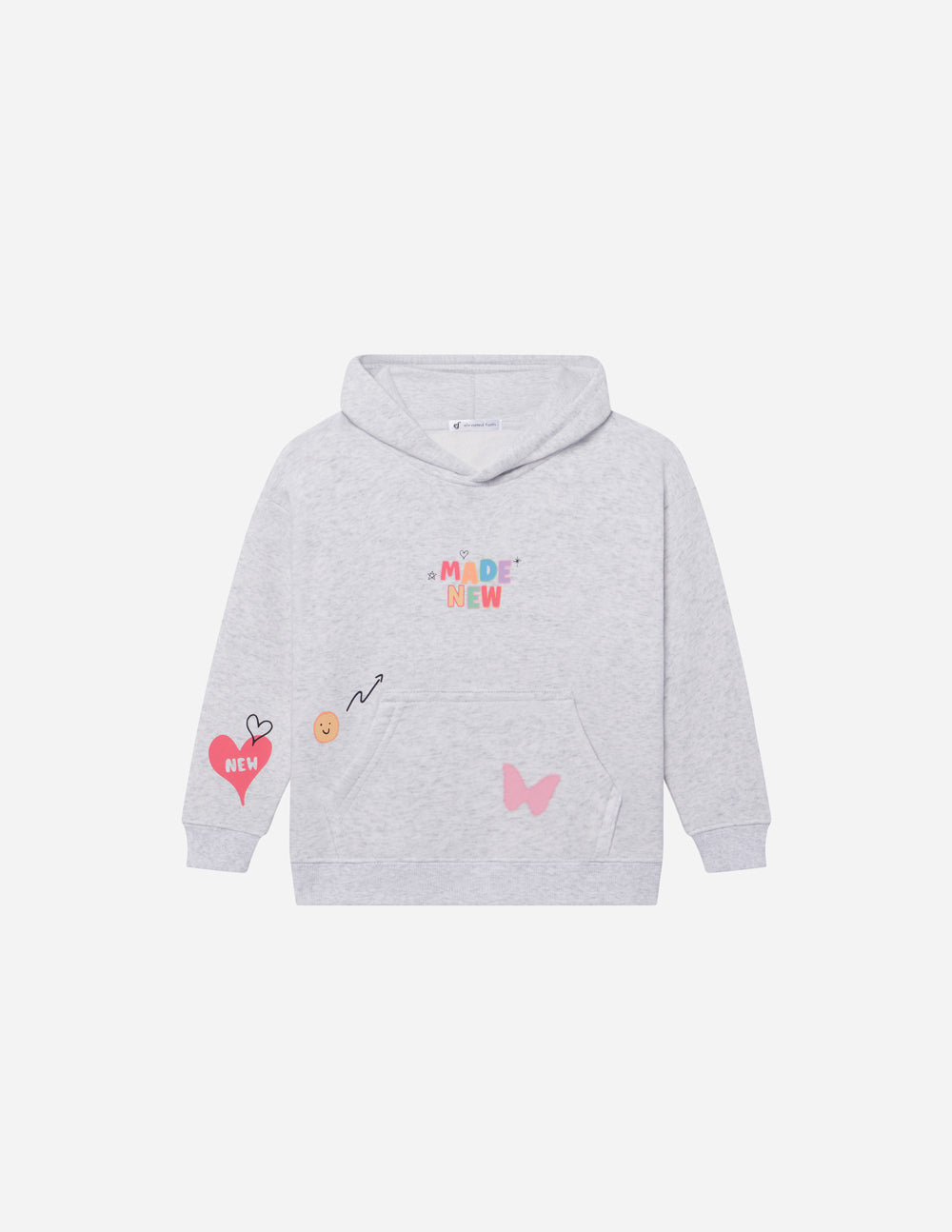 Gray Kids Hoodie featuring colorful designs, perfect for Christian Kids Apparel from Elevated Faith