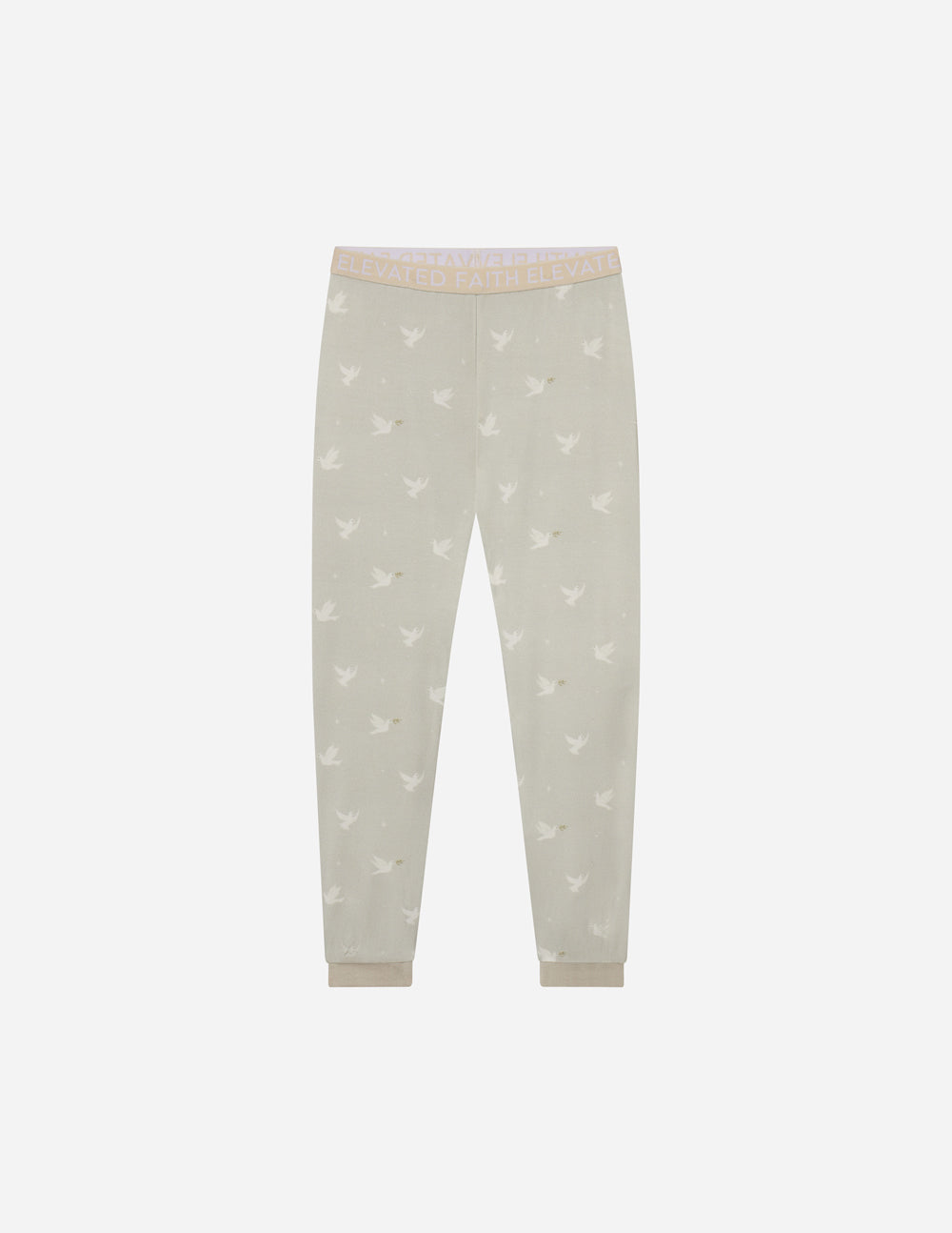 Elevated Faith Kids Pajama Pants in light gray with bird patterns, perfect Christian Kids Apparel