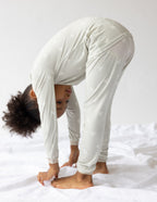 Cozy kids pajama set in light grey, perfect for Christian Kids Apparel with playful bird patterns