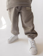 Elevated Faith Kids Sweatpant in Gray with Inspirational Text for Christian Kids Apparel