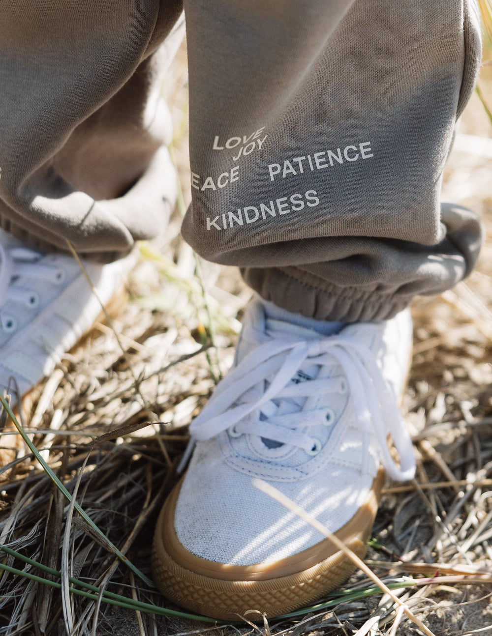 Elevated Faith Kids Sweatpant in Gray with Christian Kids Apparel words like Love and Kindness