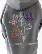 Elevated Faith Kids Hoodie featuring colorful floral embroidery; perfect Christian Kids Apparel for young believers
