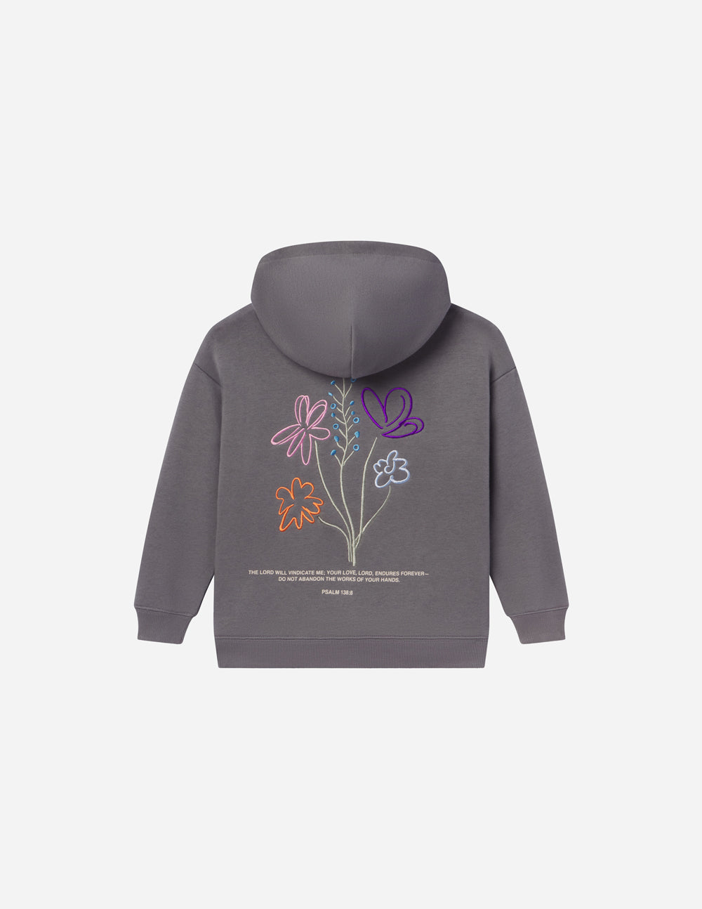 Elevated Faith Kids Hoodie in Gray with Colorful Floral Design for Christian Kids Apparel