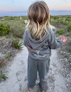 Elevated Faith Kids Hoodie in Gray with Flower Designs, perfect for Christian Kids Apparel