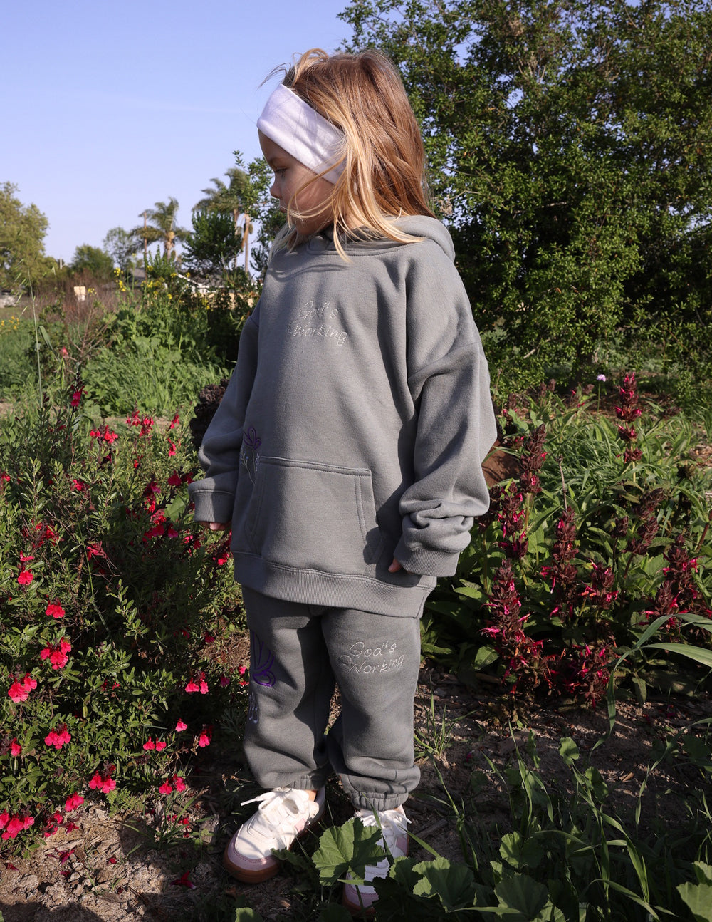 Elevated Faith Gray Kids Hoodie featuring soft fabric, ideal for comfortable Christian Kids Apparel