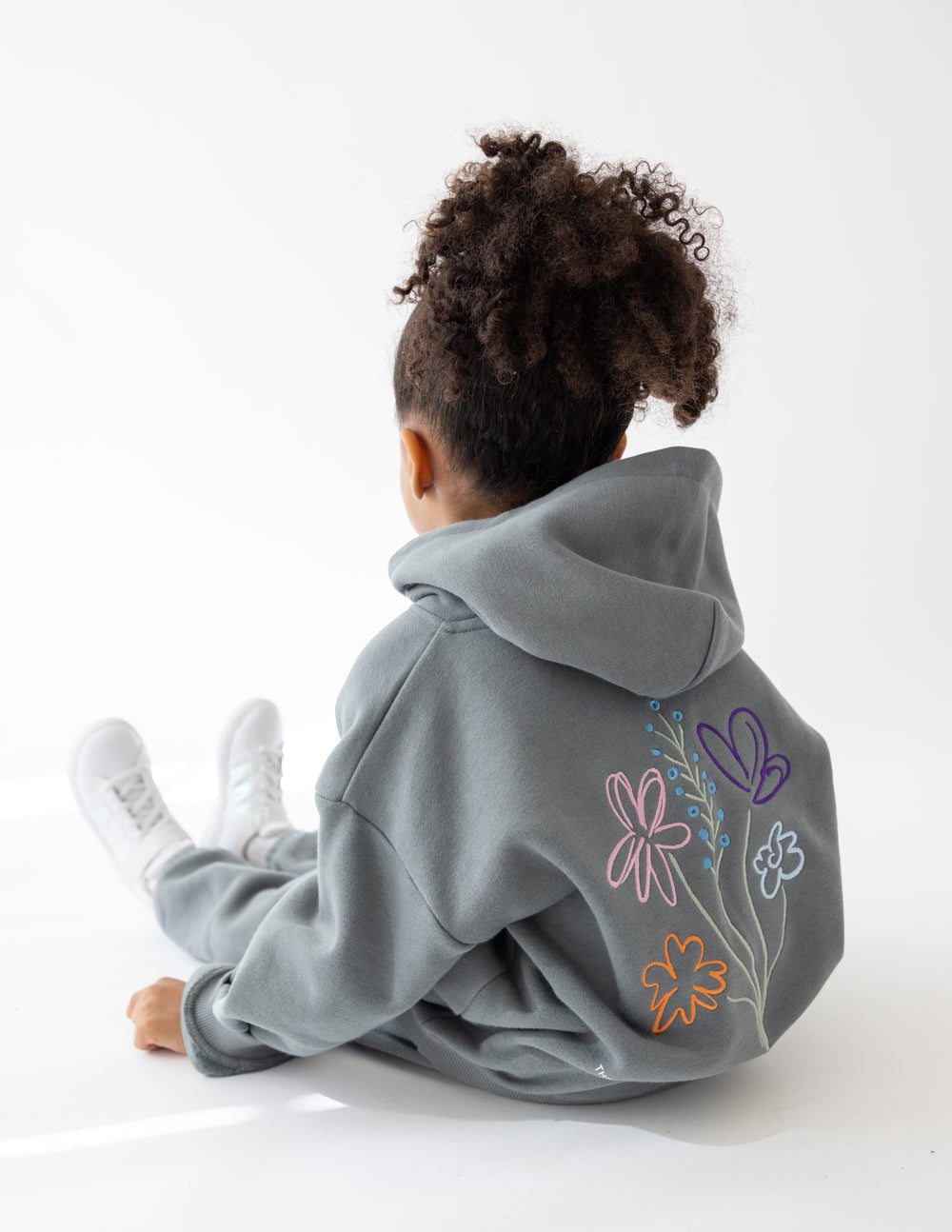 Gray Kids Hoodie from Elevated Faith featuring floral designs, perfect for Christian Kids Apparel