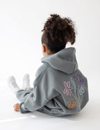 Gray Kids Hoodie from Elevated Faith featuring floral designs, perfect for Christian Kids Apparel