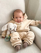 Cute baby wearing Elevated Faith hoodie and pants, perfect for Christian Kids Apparel