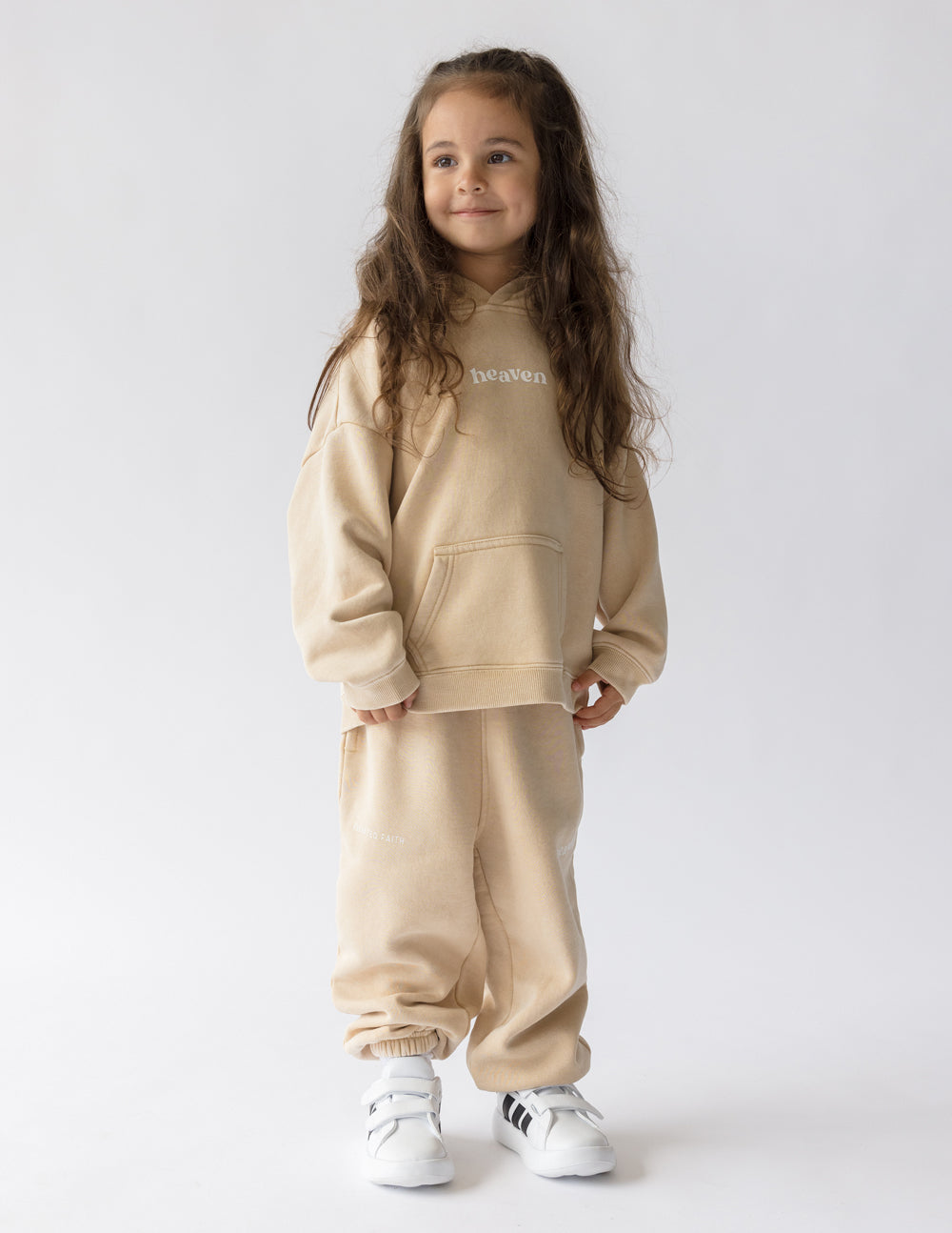 Elevated Faith Kids Hoodie in Beige with Front Pocket, part of Christian Kids Apparel collection