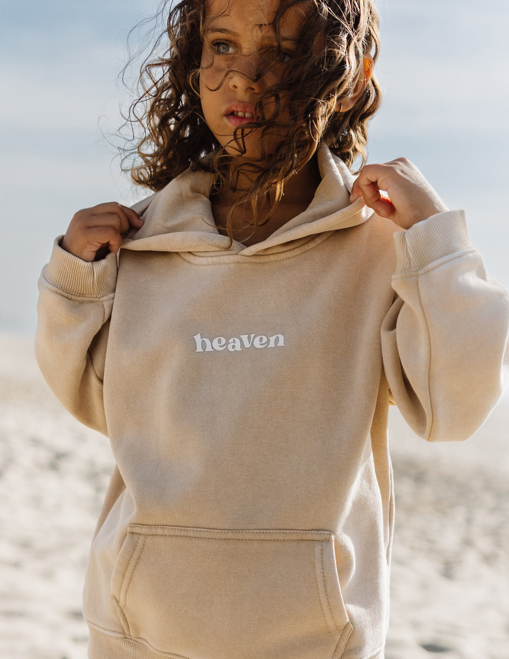 Elevated Faith Kids Hoodie featuring 'heaven' text, perfect for Christian Kids Apparel
