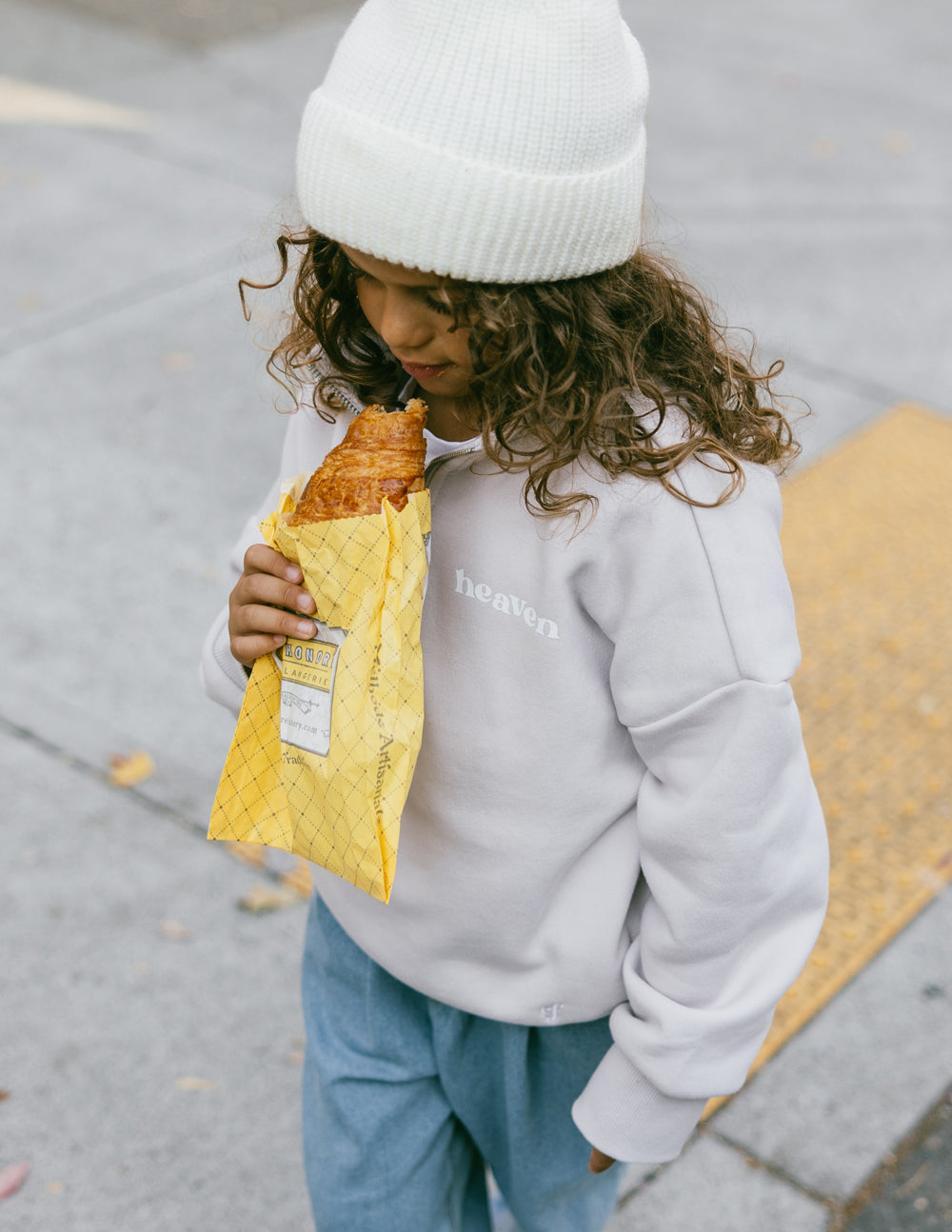 Elevated Faith Kids Jacket in Soft Gray with Heaven Print, part of Christian Kids Apparel