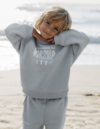 Gray Elevated Faith Kids Crewneck Sweatshirt with 'I Was Made to Worship' Design for Christian Kids Apparel