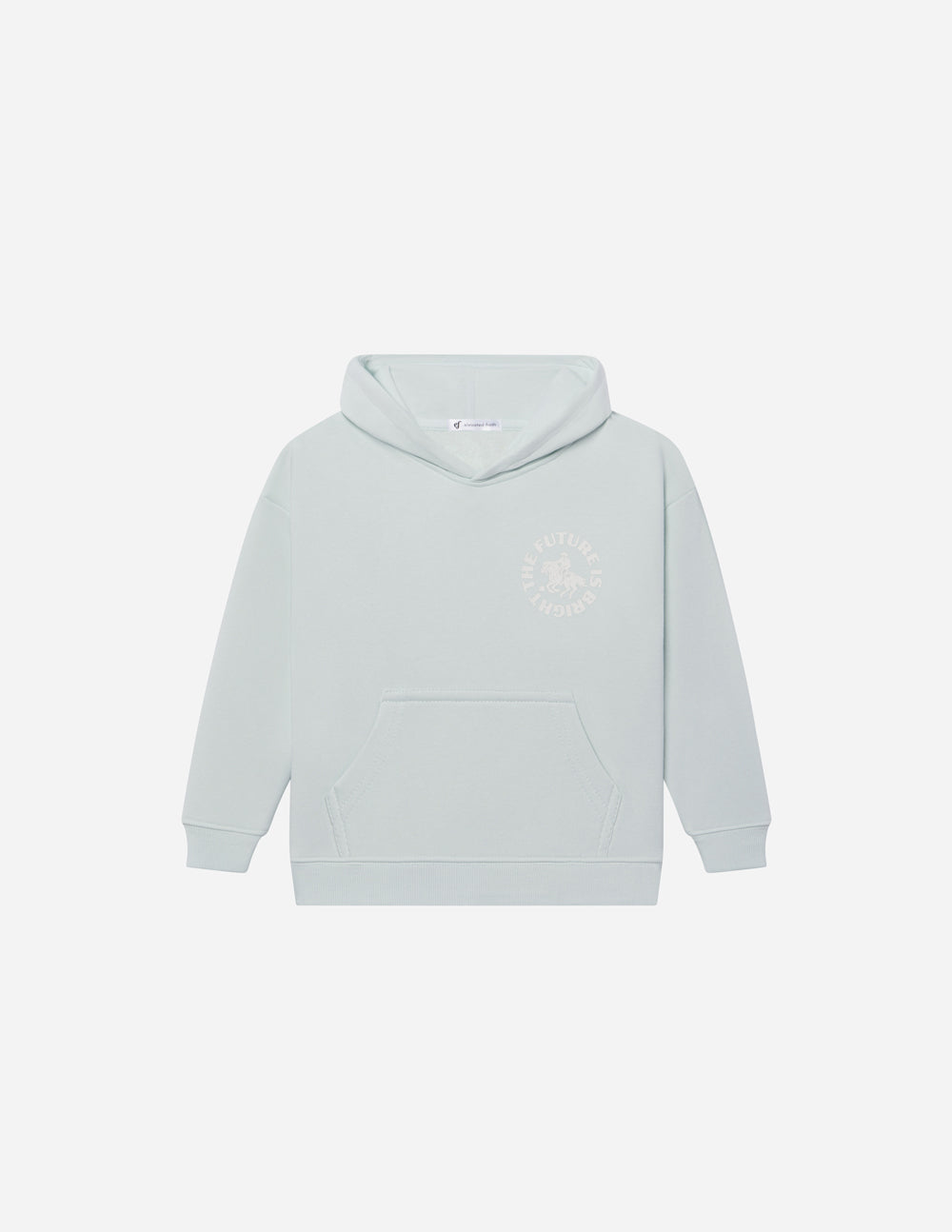 Light blue kids hoodie from Elevated Faith featuring logo for Christian Kids Apparel