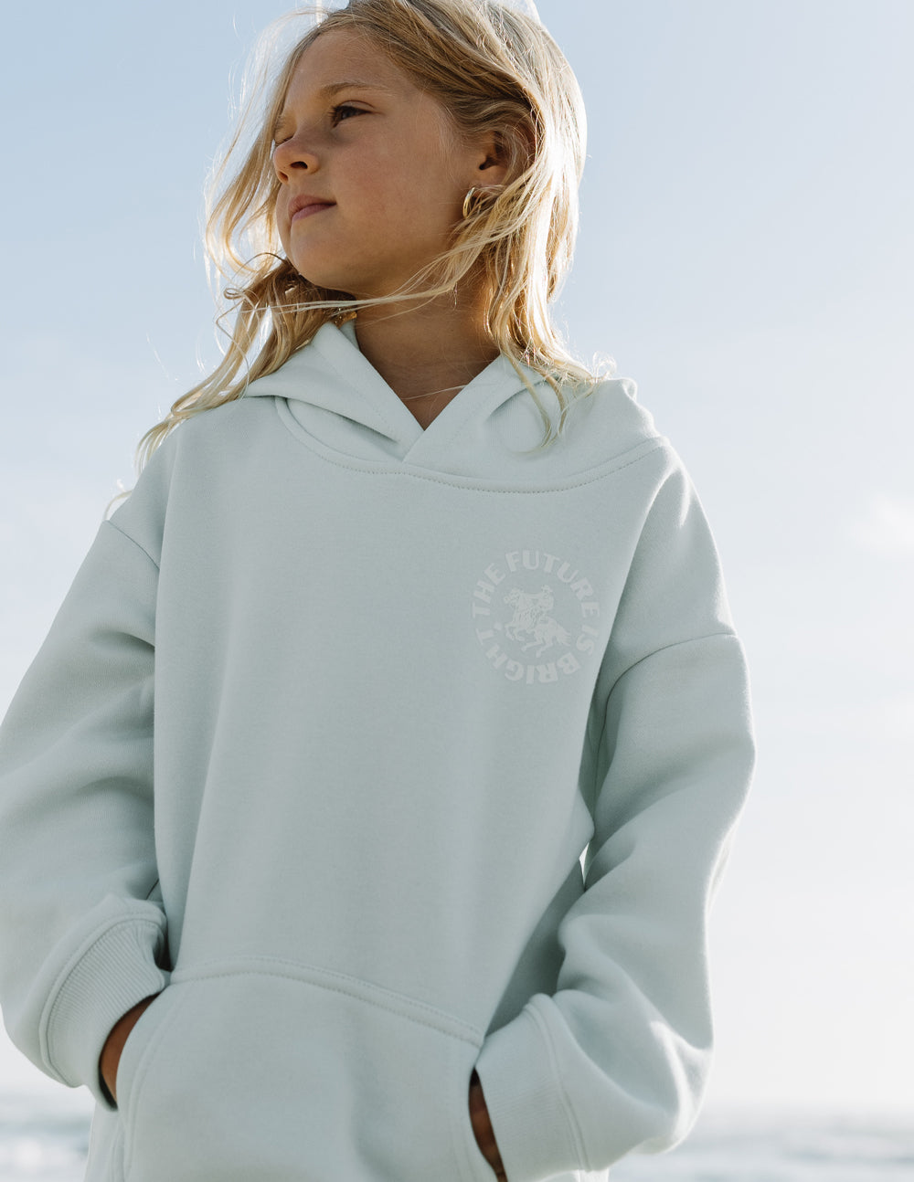 Light Blue Kids Hoodie from Elevated Faith featuring Christian Kids Apparel design for comfort and style