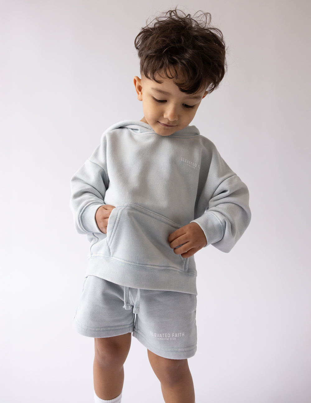 Light Blue Kids Hoodie from Elevated Faith, part of Christian Kids Apparel collection for stylish comfort