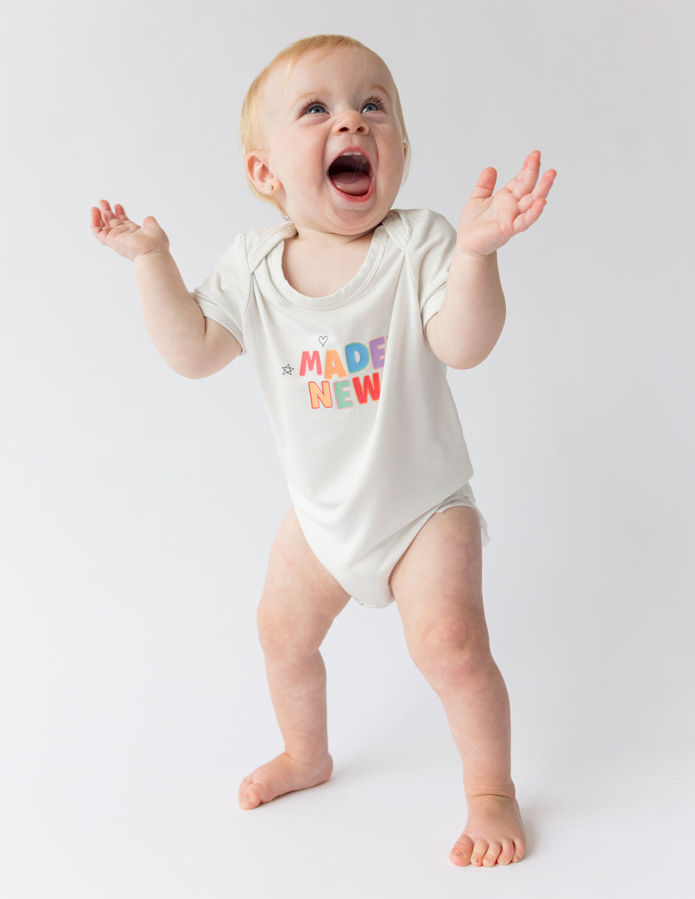 Elevated Faith Christian Kids Apparel Onesie with 'Made New' Design in Soft Fabric for Comfort