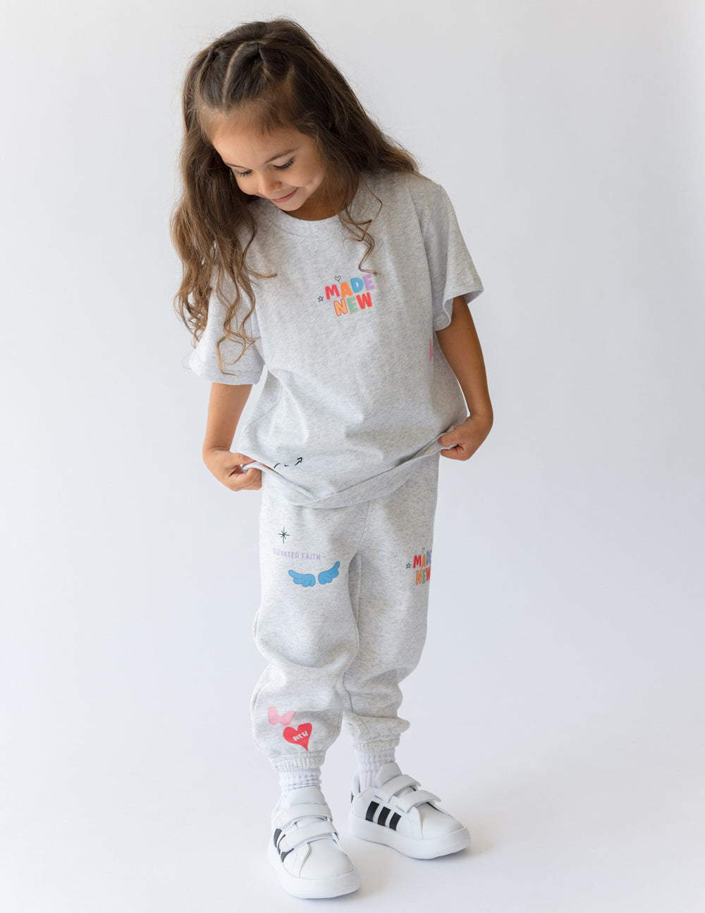 Elevated Faith Kids T-Shirt in Gray featuring colorful graphics for Christian Kids Apparel