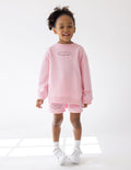 Elevated Faith Kids Crewneck in Pink, perfect for Christian Kids Apparel with soft fabric and trendy design.