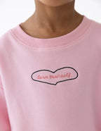 Pink Kids Crewneck with 'Love Yourself' Embroidery from Elevated Faith, ideal Christian Kids Apparel