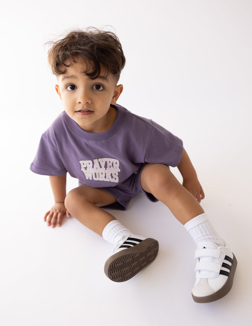 Purple Elevated Faith Kids T-Shirt with prayer design for Christian Kids Apparel