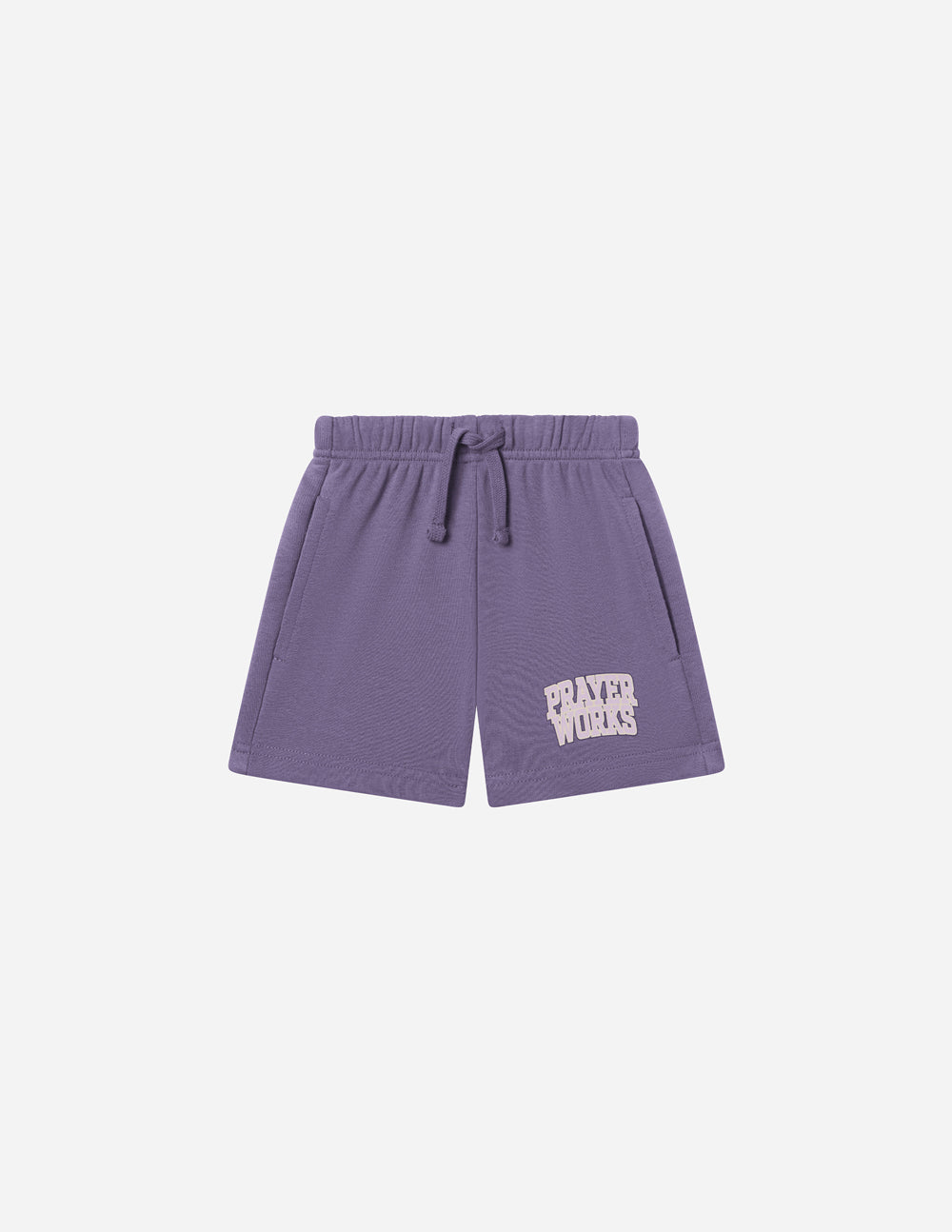 Purple Kids Shorts from Elevated Faith featuring 'Prayer Wheels' design, part of Christian Kids Apparel