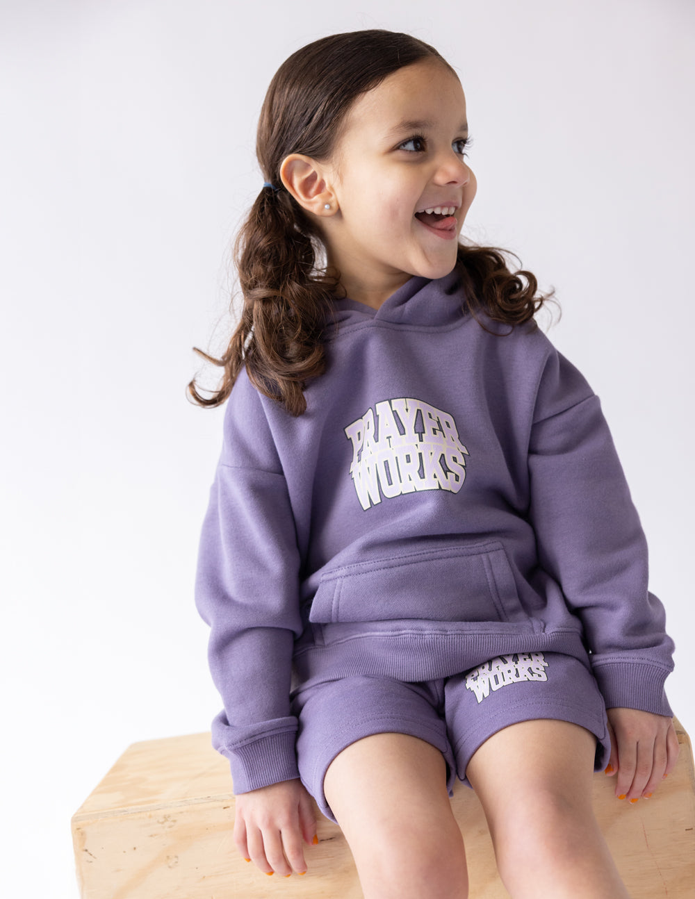 Elevated Faith Purple Kids Hoodie with Player Works Design for Christian Kids Apparel