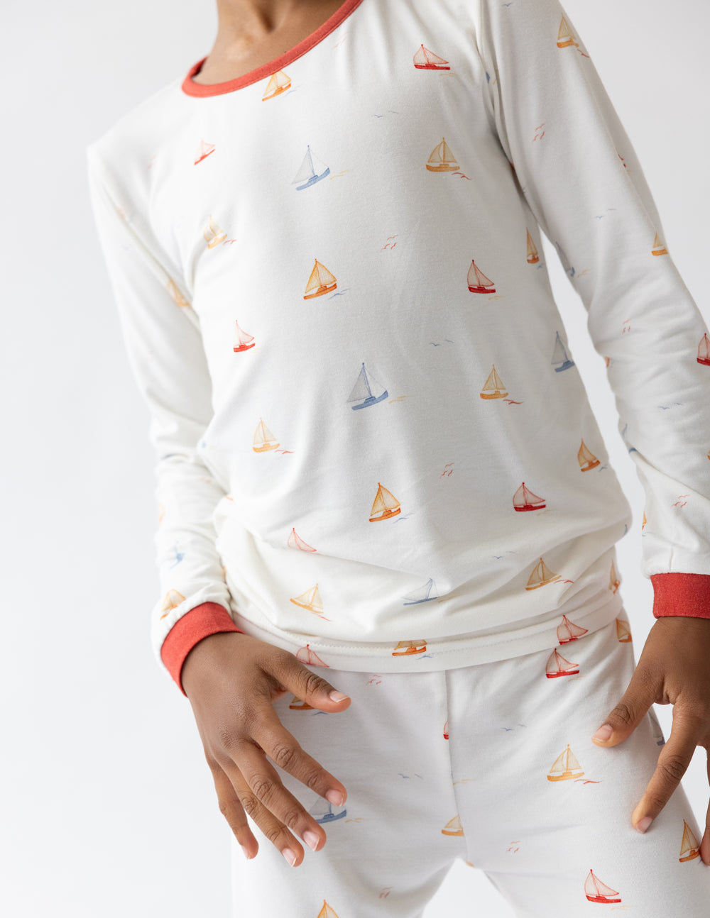Elevated Faith Kids Pajama Set with Colorful Sailboat Print, Ideal for Christian Kids Apparel