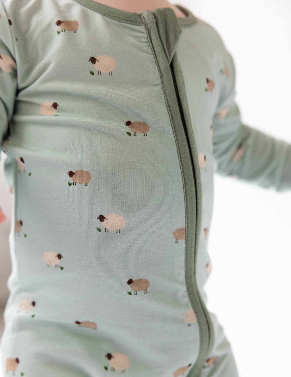 Elevated Faith Christian Kids Apparel Onesie in Soft Green with Sheep Print for Comfortable Play