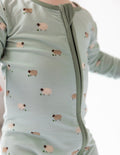 Elevated Faith Christian Kids Apparel Onesie in Soft Green with Sheep Print for Comfortable Play