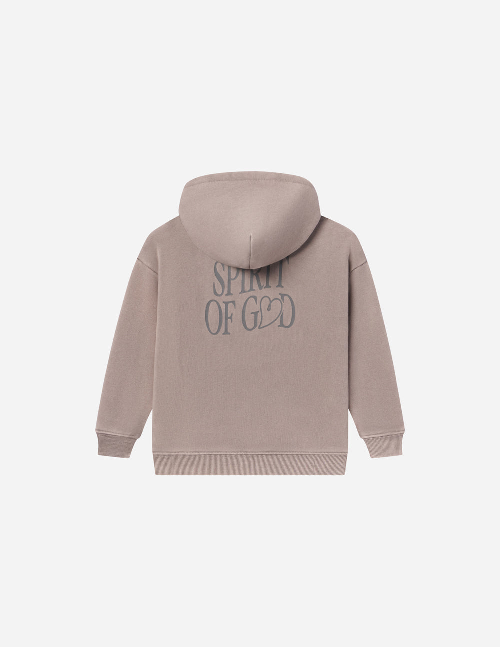Elevated Faith Kids Hoodie in taupe featuring 'Spirit of God' design, perfect for Christian Kids Apparel